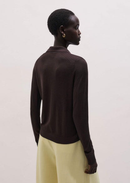ME+EM Brown Luxe Knit Slim Shirt