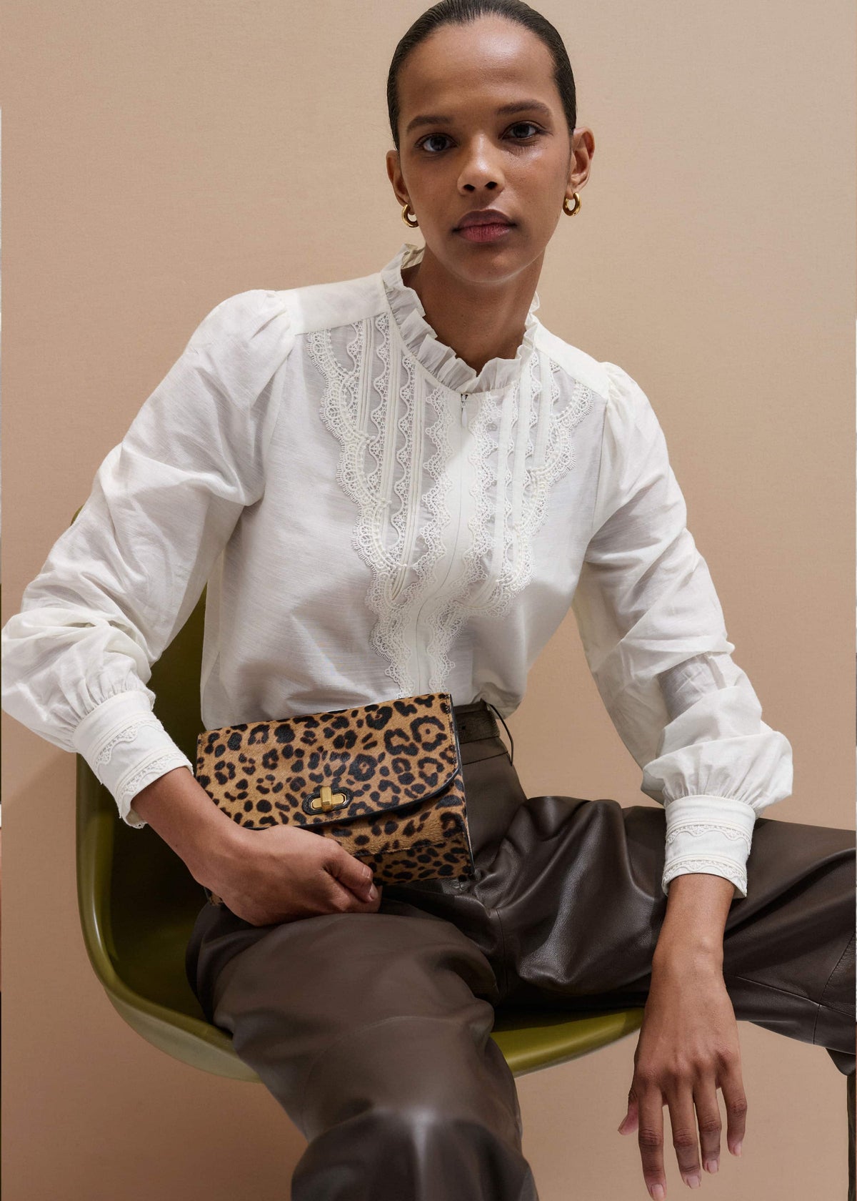 ME+EM Cream Delicate Lace Trim Detail Top