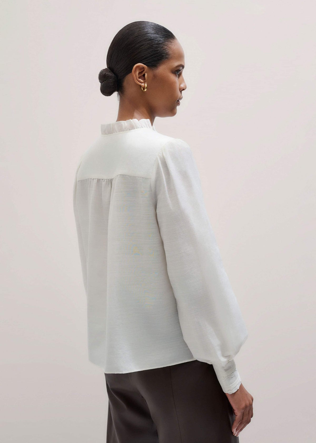 ME+EM Cream Delicate Lace Trim Detail Top