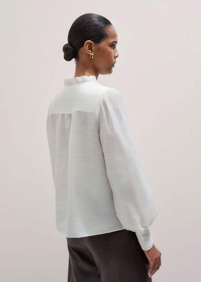 ME+EM Cream Delicate Lace Trim Detail Top