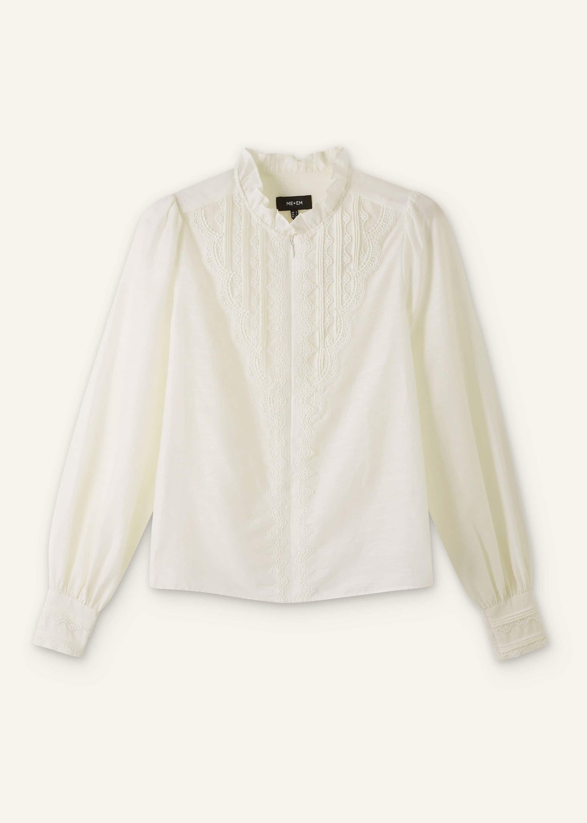 ME+EM Cream Delicate Lace Trim Detail Top