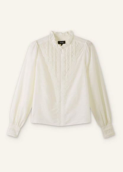 ME+EM Cream Delicate Lace Trim Detail Top