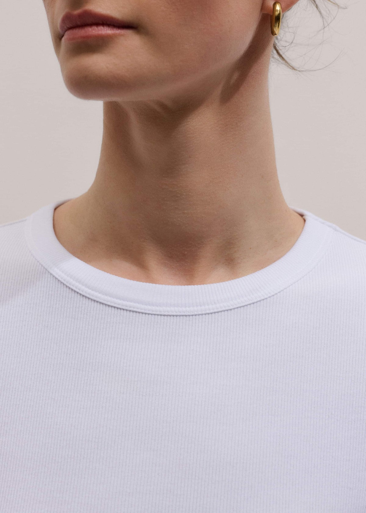 ME+EM White Cotton Rib Long Sleeve Top