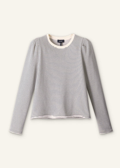 ME+EM Navy Stripe Pouf Sleeve Sweatshirt