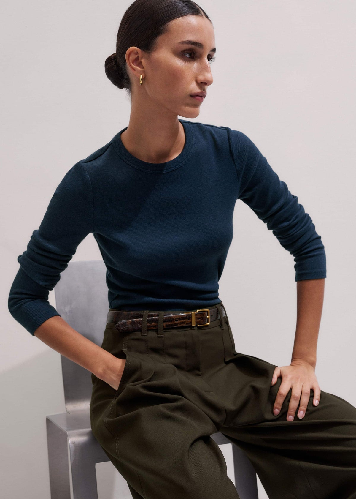 ME+EM Navy Perfect Basic Top