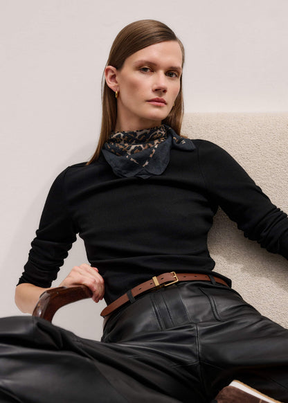ME+EM Black Cotton Rib Perfect Basic Top
