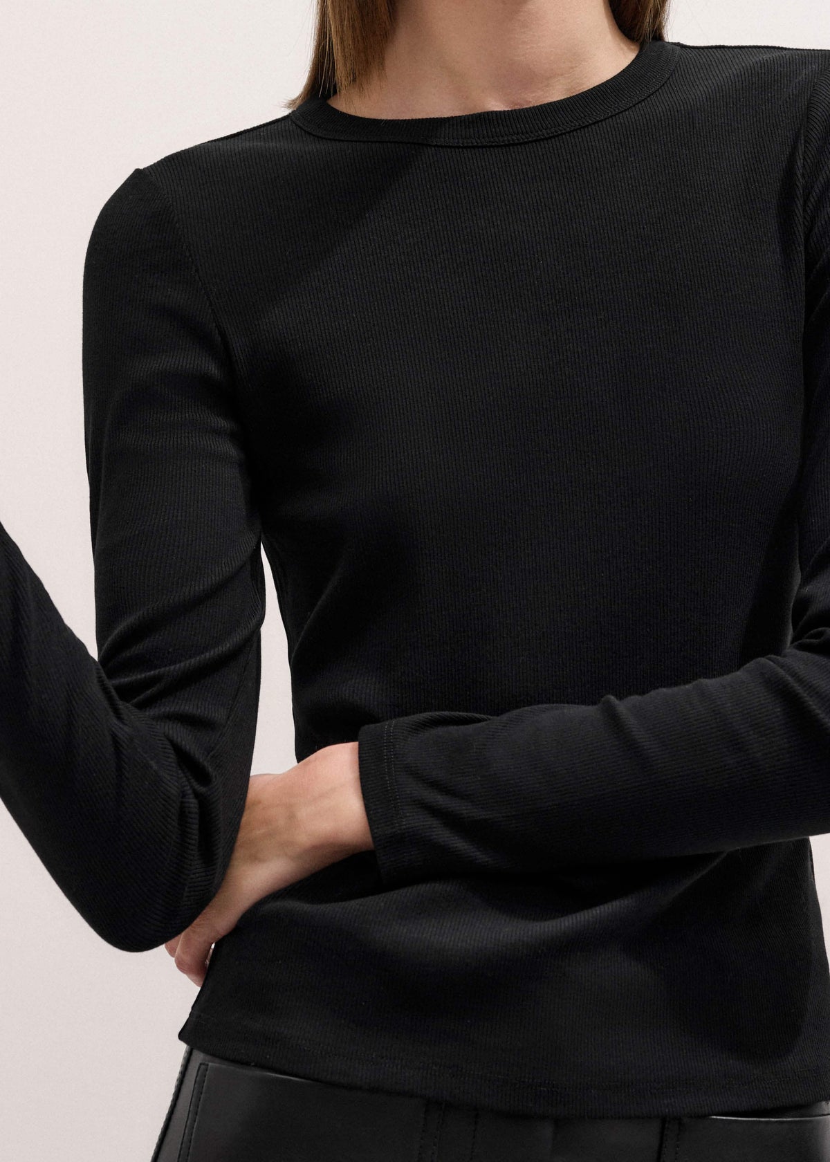ME+EM Black Cotton Rib Perfect Basic Top