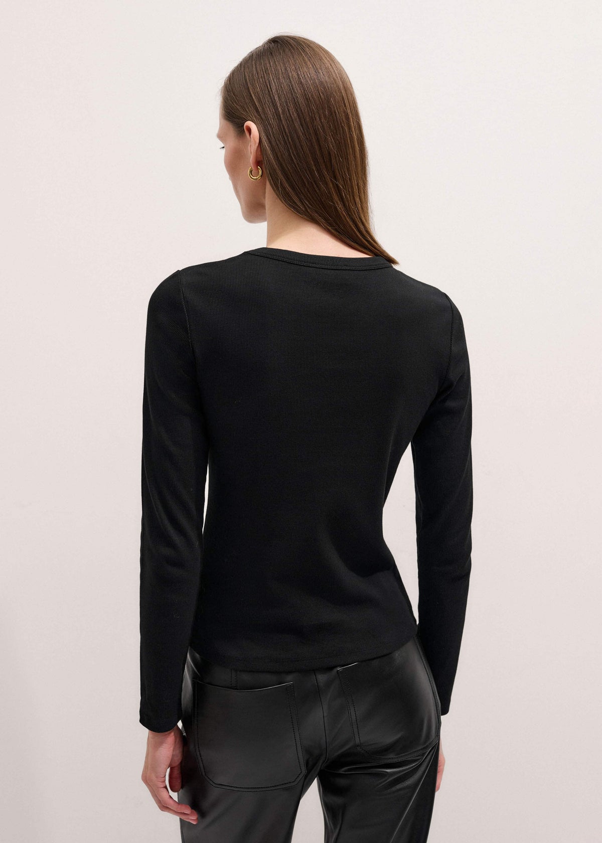 ME+EM Black Cotton Rib Perfect Basic Top