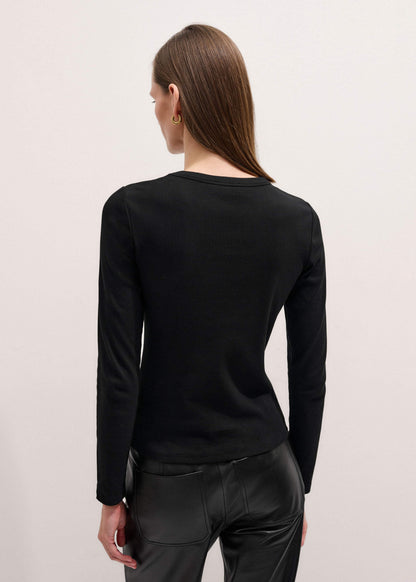 ME+EM Black Cotton Rib Perfect Basic Top
