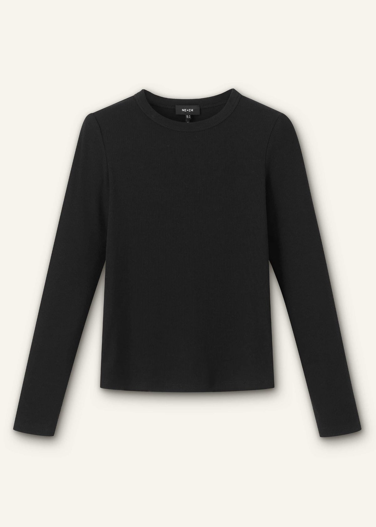 ME+EM Black Cotton Rib Perfect Basic Top
