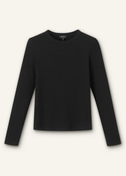 ME+EM Black Cotton Rib Perfect Basic Top