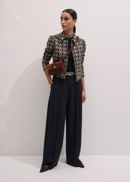 ME+EM Navy Graphic Jacquard Zip-Through Jacket