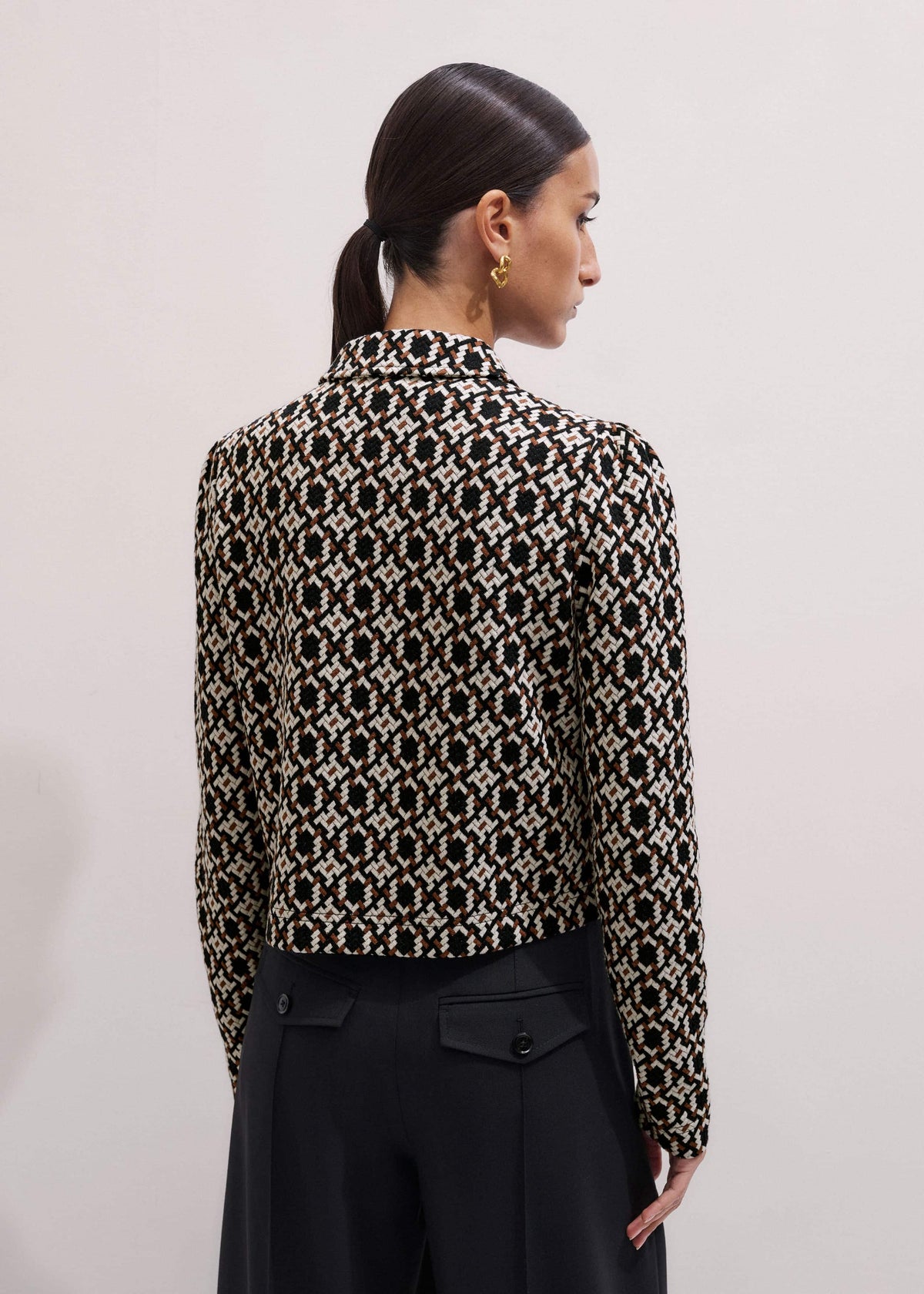 ME+EM Navy Graphic Jacquard Zip-Through Jacket