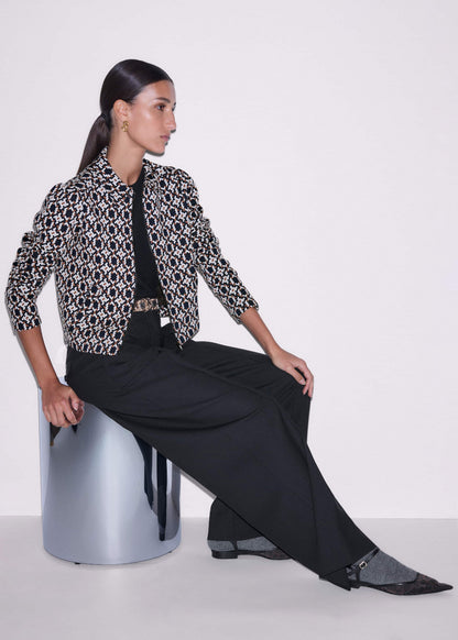 ME+EM Navy Graphic Jacquard Zip-Through Jacket