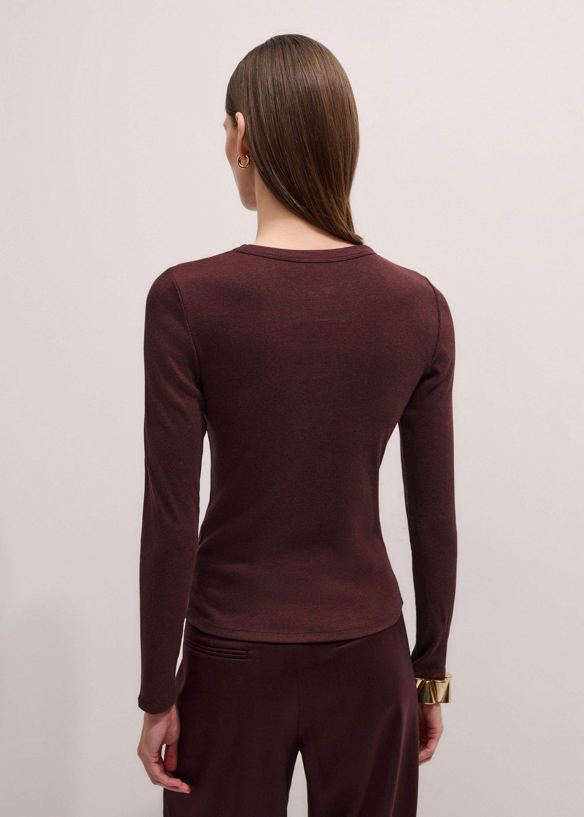 ME+EM Red Cotton Rib Perfect Basic Top