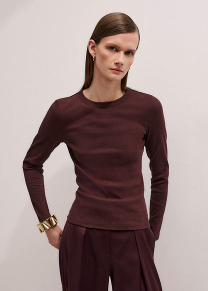 ME+EM Red Cotton Rib Perfect Basic Top