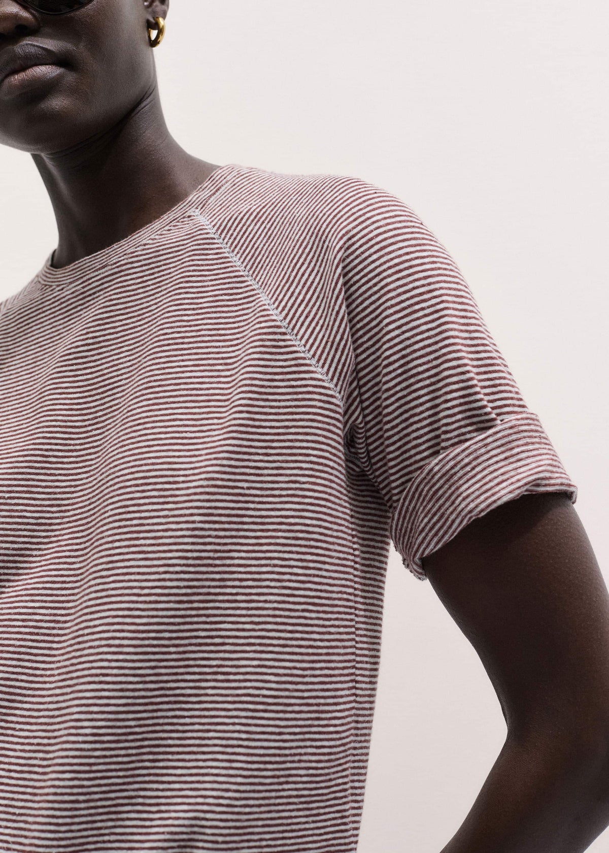 ME+EM Cinnamon Soft Washed Stripe Raglan Tee