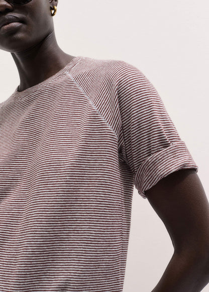 ME+EM Cinnamon Soft Washed Stripe Raglan Tee