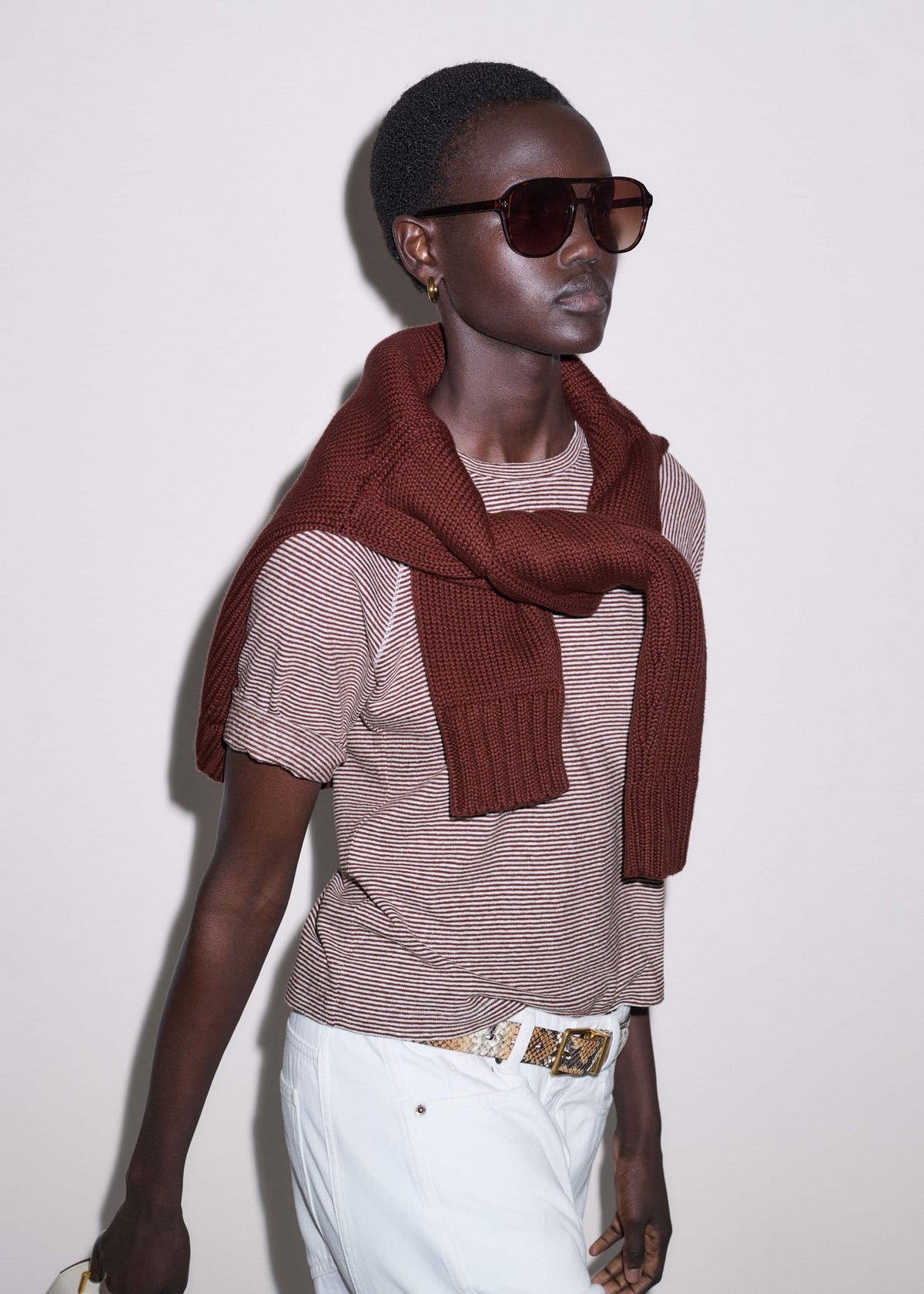 ME+EM Cinnamon Soft Washed Stripe Raglan Tee