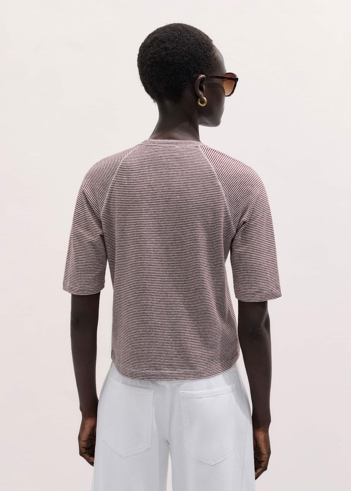 ME+EM Cinnamon Soft Washed Stripe Raglan Tee