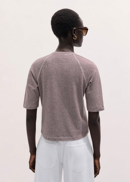 ME+EM Cinnamon Soft Washed Stripe Raglan Tee