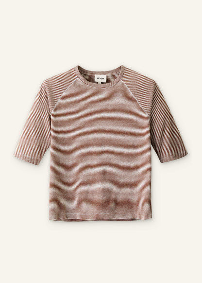 ME+EM Cinnamon Soft Washed Stripe Raglan Tee