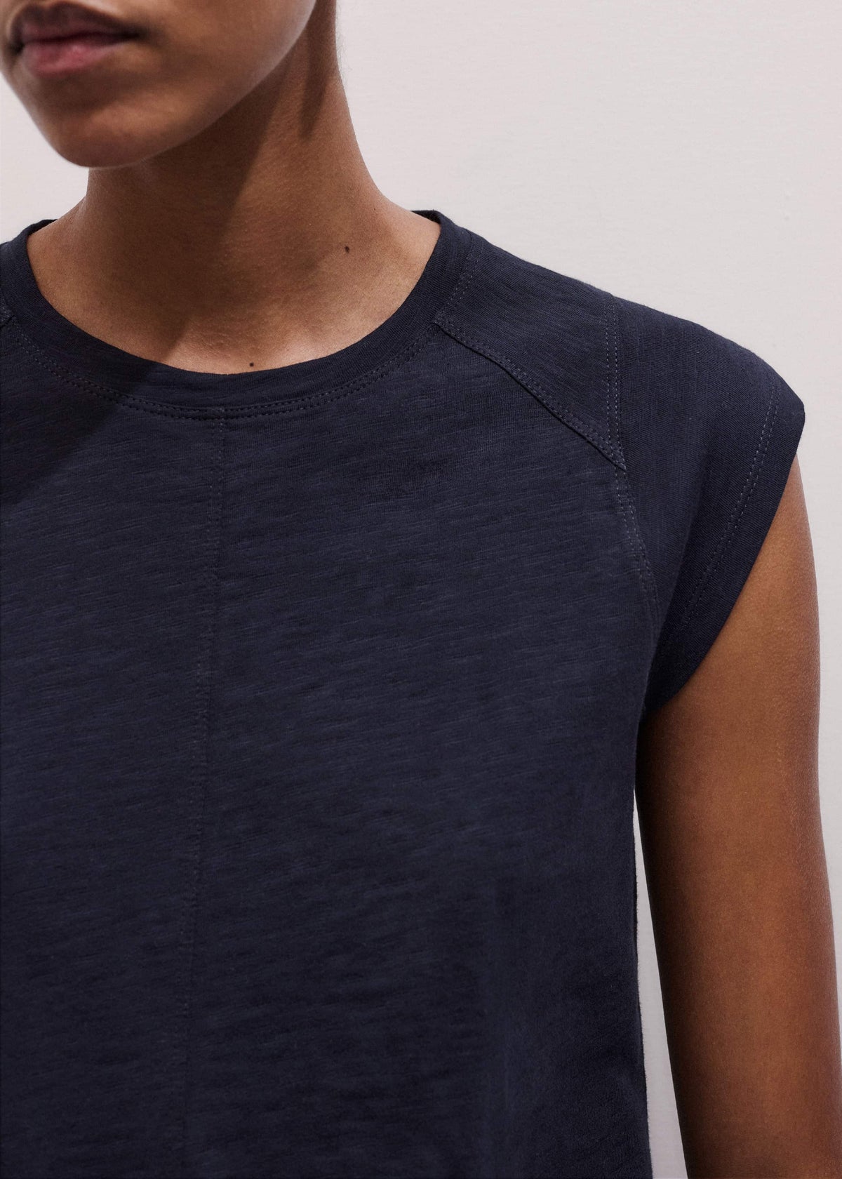 ME+EM Navy Cap Sleeve Crew Neck Swing Tee
