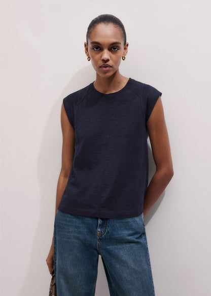 ME+EM Navy Cap Sleeve Crew Neck Swing Tee