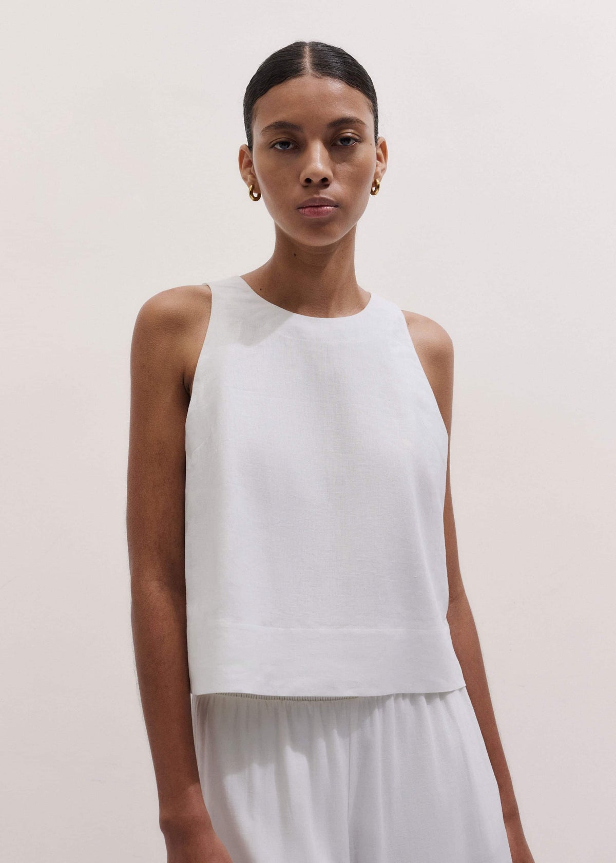 ME+EM White Shell Crop Top