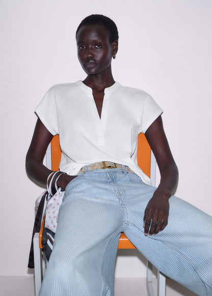 ME+EM White Open Placket Swing Top