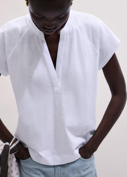 ME+EM White Open Placket Swing Top
