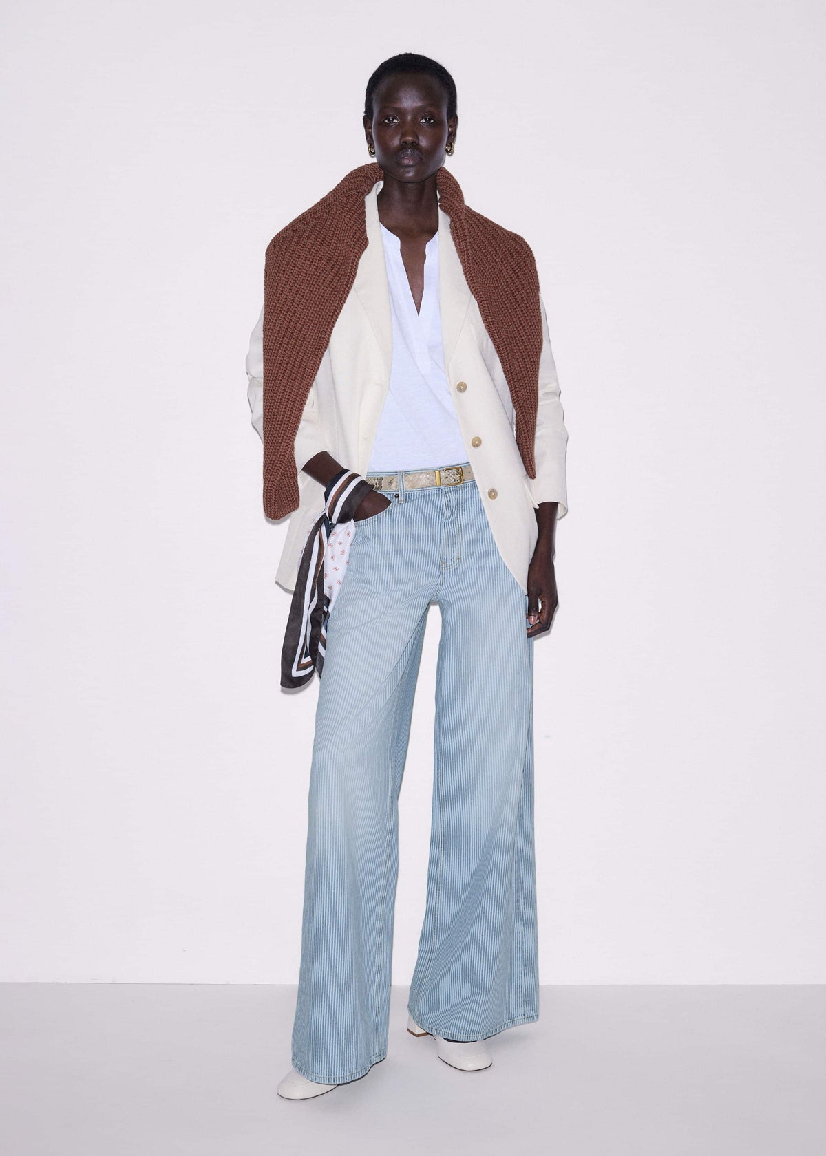 ME+EM White Open Placket Swing Top