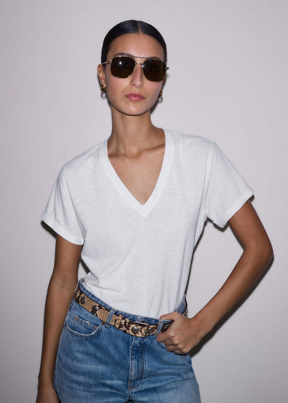 ME+EM White Soft Washed V-Neck Tee