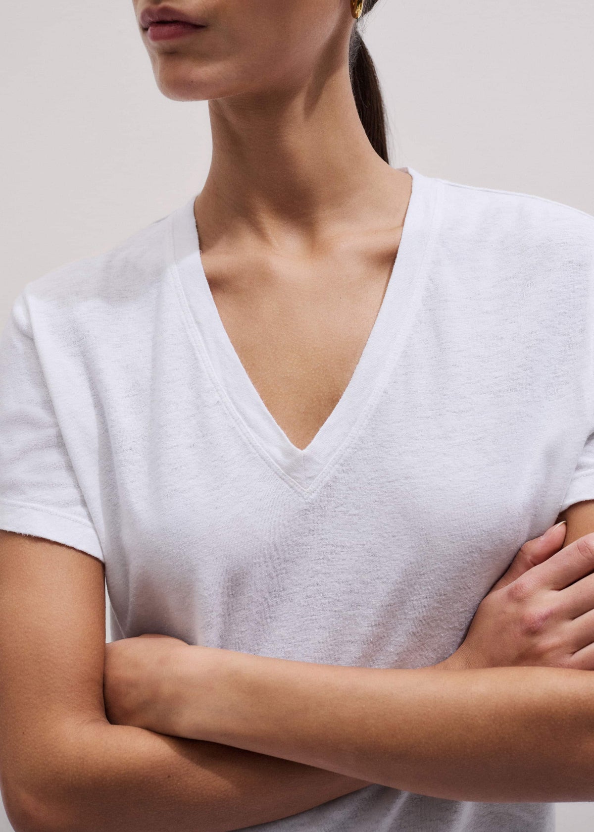 ME+EM White Soft Washed V-Neck Tee