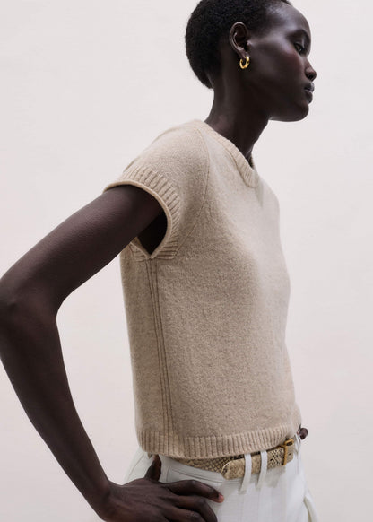 ME+EM Oatmeal Cashmere Shrunken Knit Baby Tee
