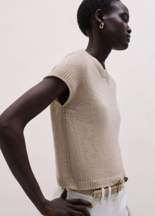 ME+EM Oatmeal Cashmere Shrunken Knit Baby Tee