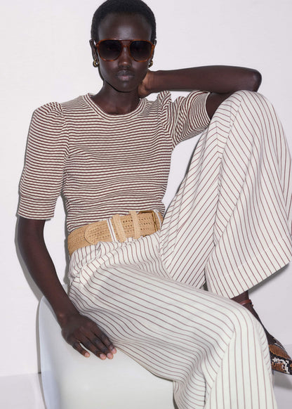 ME+EM Cinnamon Brown Feminine Sleeve Tee