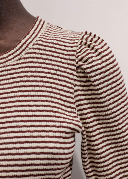 ME+EM Cinnamon Brown Feminine Sleeve Tee