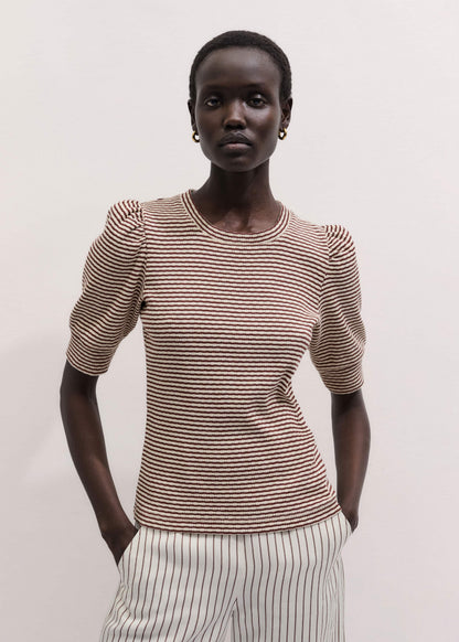 ME+EM Cinnamon Brown Feminine Sleeve Tee