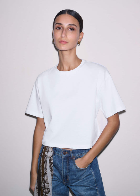 ME+EM White Relaxed Cropped T-Shirt