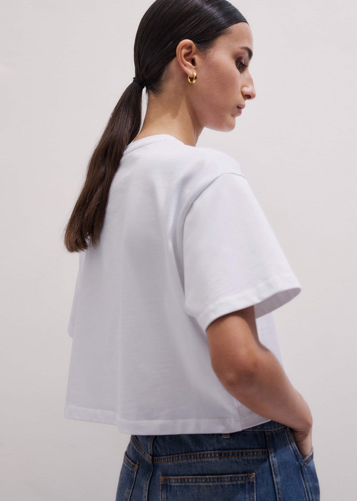 ME+EM White Relaxed Cropped T-Shirt