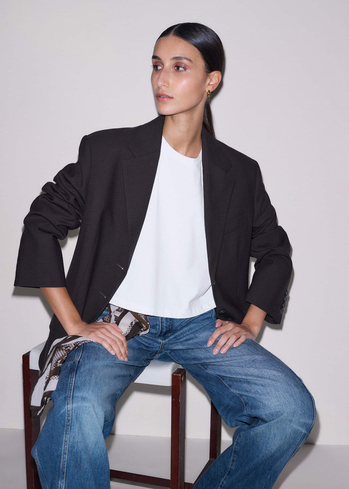 ME+EM White Relaxed Cropped T-Shirt