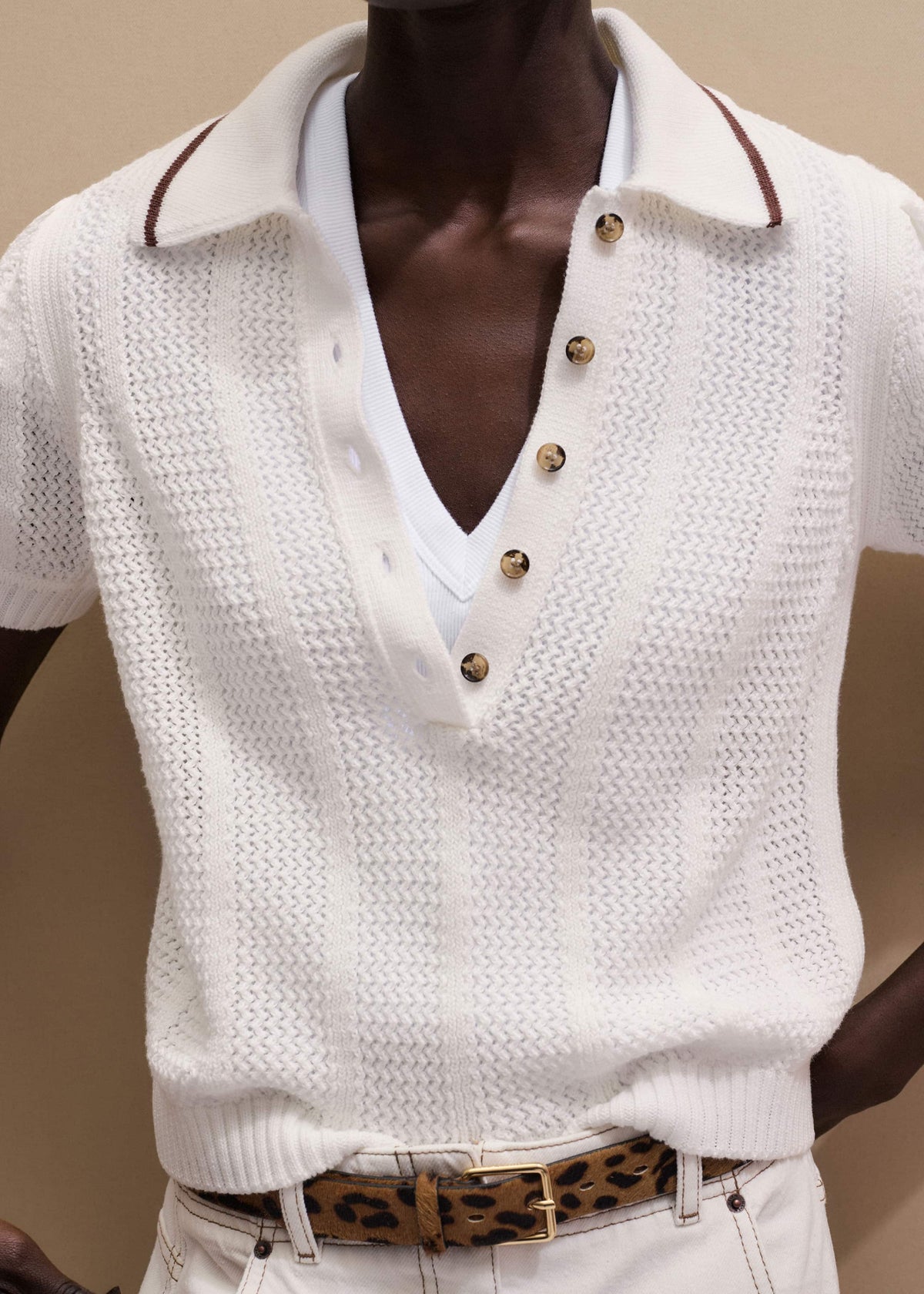 ME+EM White Ultimate Fitted Rib V-Neck Tee