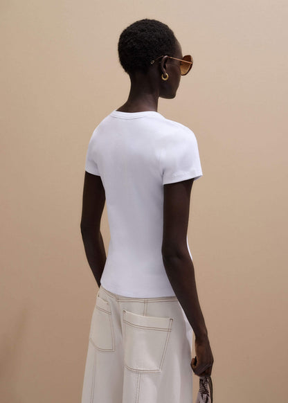 ME+EM White Ultimate Fitted Rib V-Neck Tee
