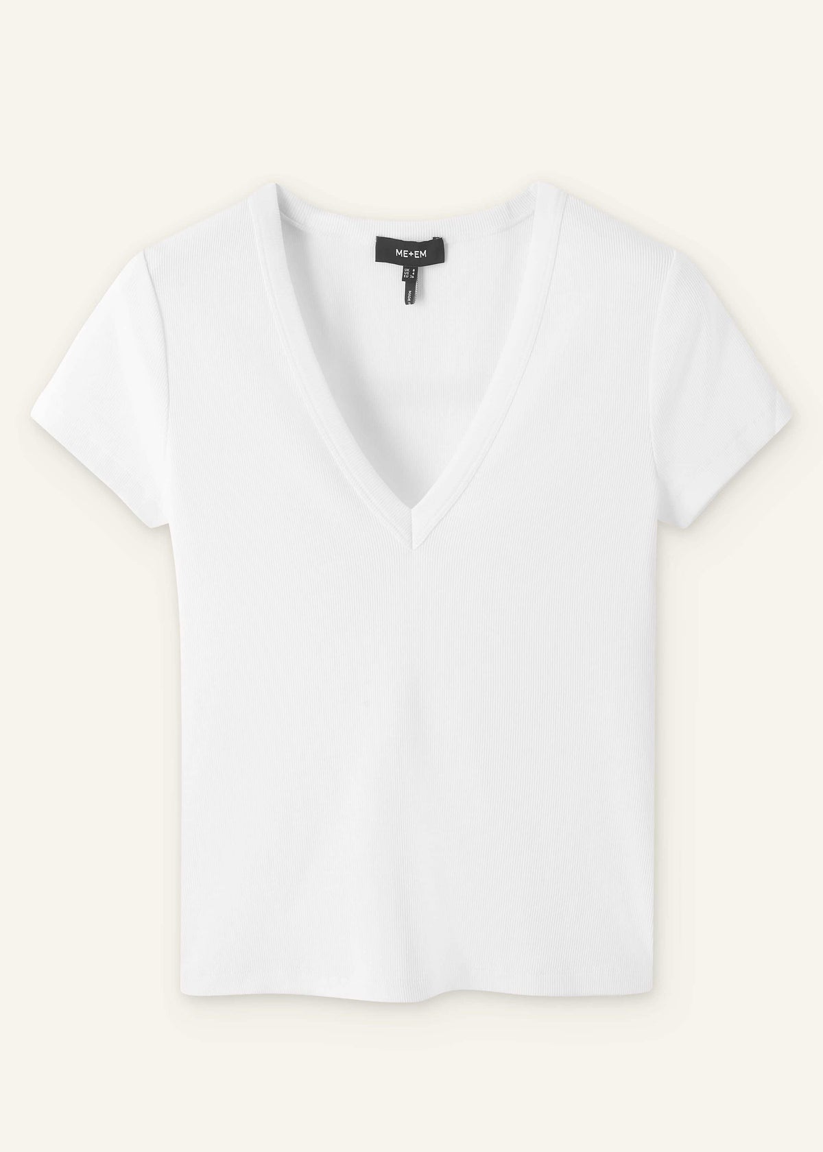 ME+EM White Ultimate Fitted Rib V-Neck Tee