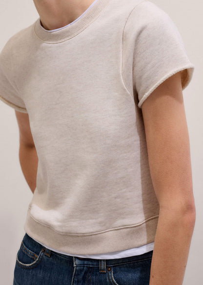 ME+EM Oatmeal Double Layer Short Sleeve Sweatshirt