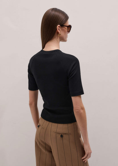 ME+EM Black Short Sleeve Henley Top