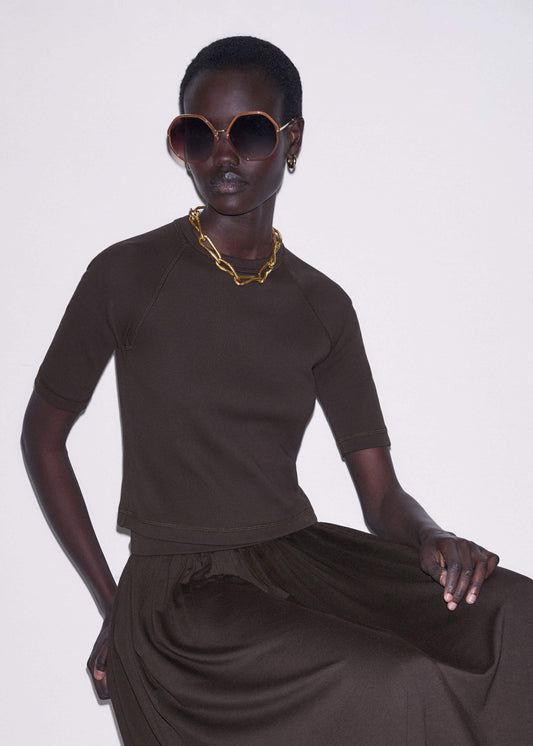 ME+EM Brown Raglan Crop Tee