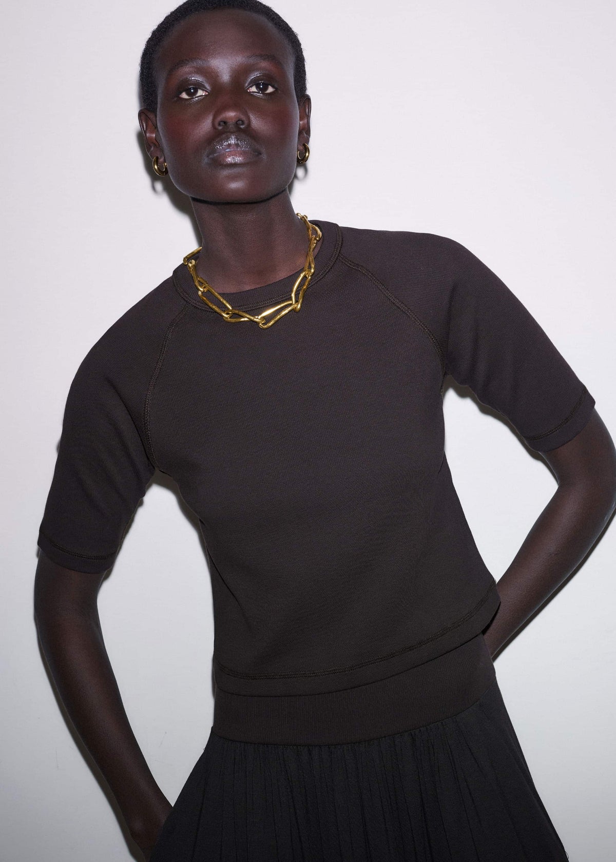 ME+EM Brown Raglan Crop Tee