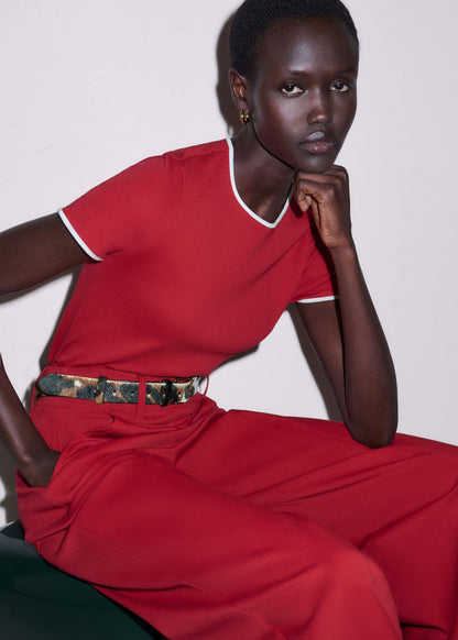 ME+EM Red Contrast Trim Slim Tee